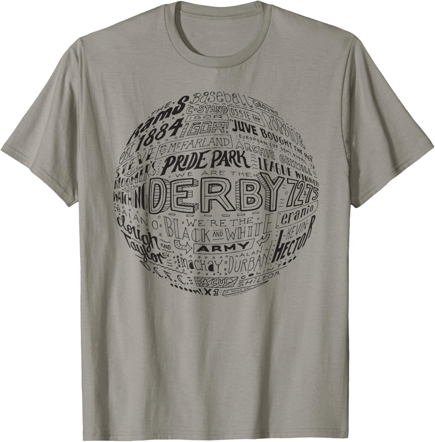 Derby County black typography football T-Shirt - T-Shirt | Sand