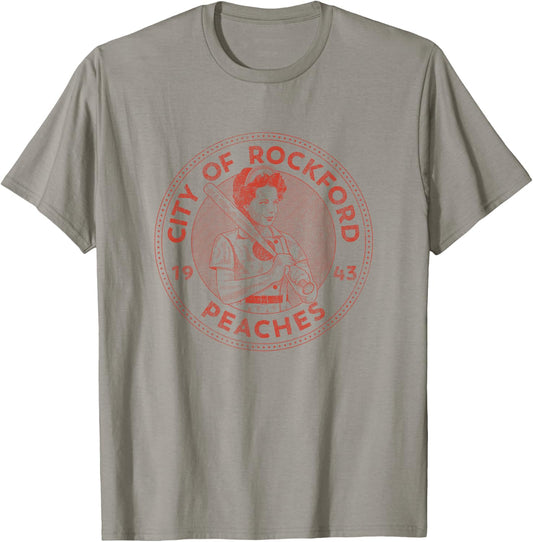 City of Rockford Peaches Baseball T-Shirt - T-Shirt | Sand