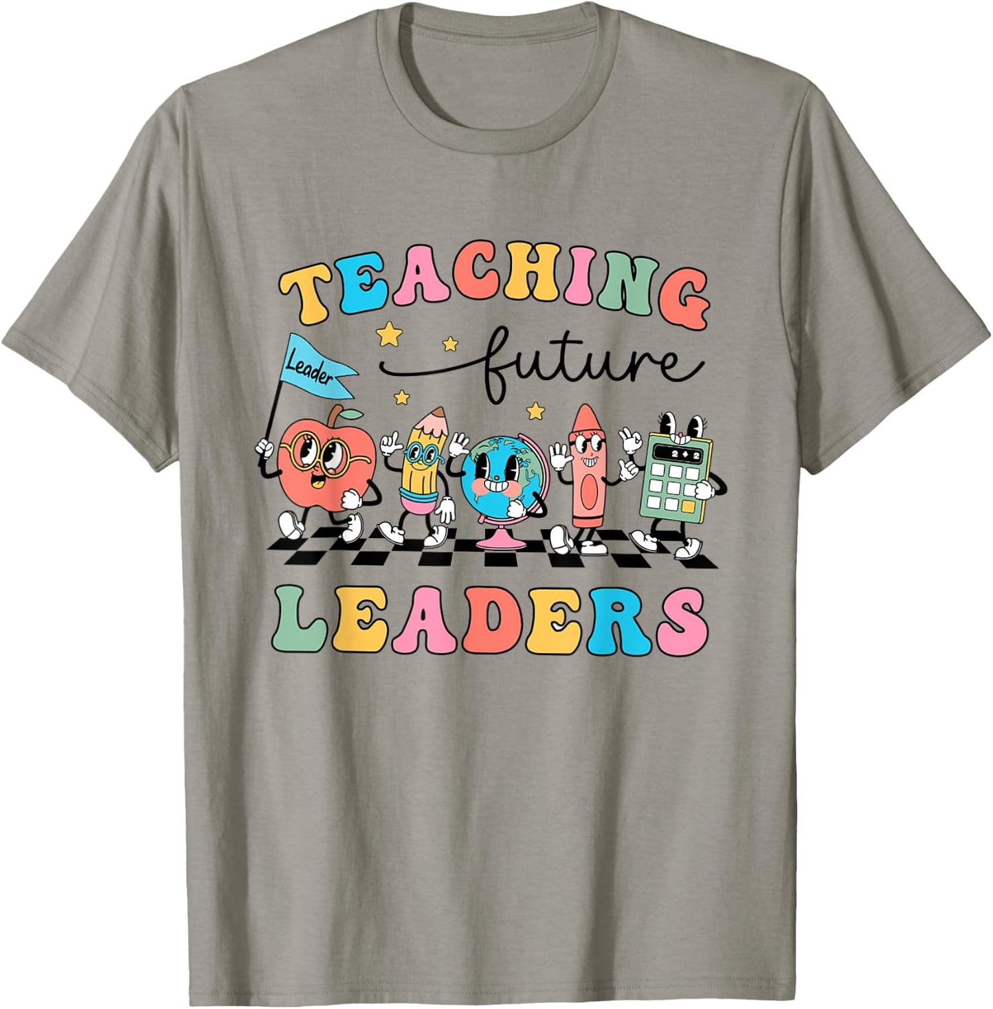 Retro Teaching Future Leaders Groovy Teacher Back To School Men Women Girls Kids T-Shirt - T-Shirt | Sand