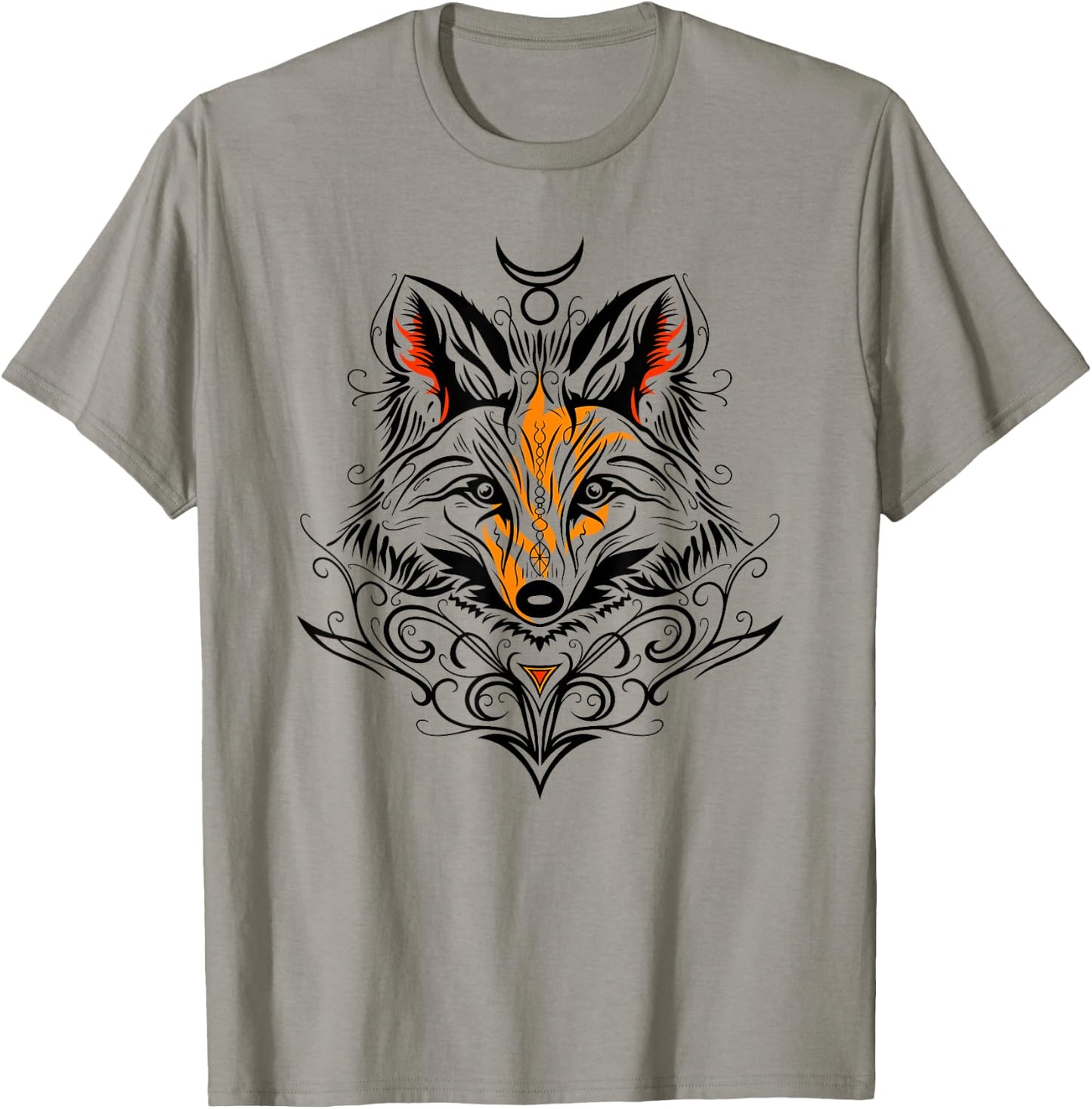Occult Fox with Tribal Tattoo Fox with Fire and God Symbol T-Shirt - T-Shirt | Sand