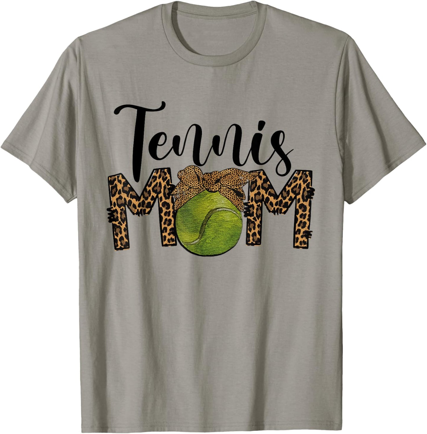 Tennis Mom Leopard Messy Bun Tennis Mothers Day T-Shirt - T-Shirt | Sand