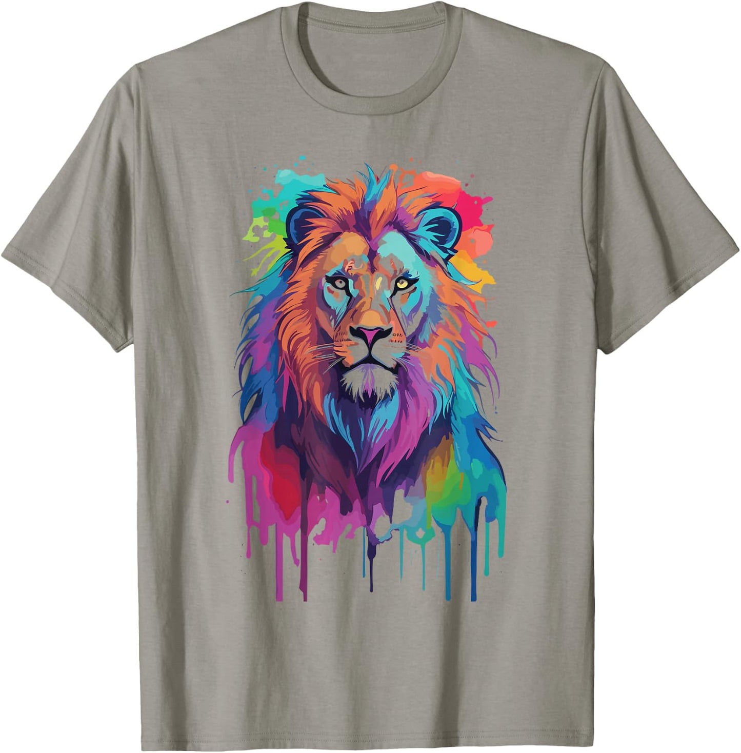 colorful lion head Splash Art for lover King African Animal T-Shirt - T-Shirt | Sand