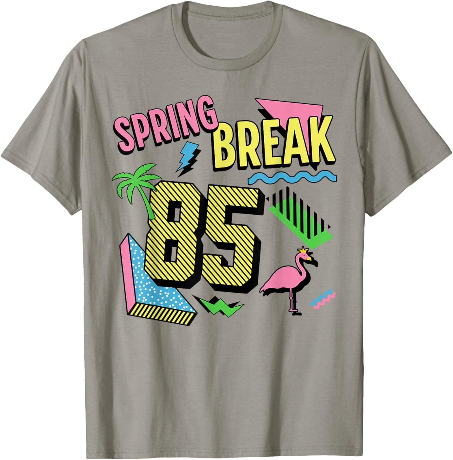 Spring Break Logo Retro Shape Graphic 1985 Throwback Design T-Shirt - T-Shirt | Sand
