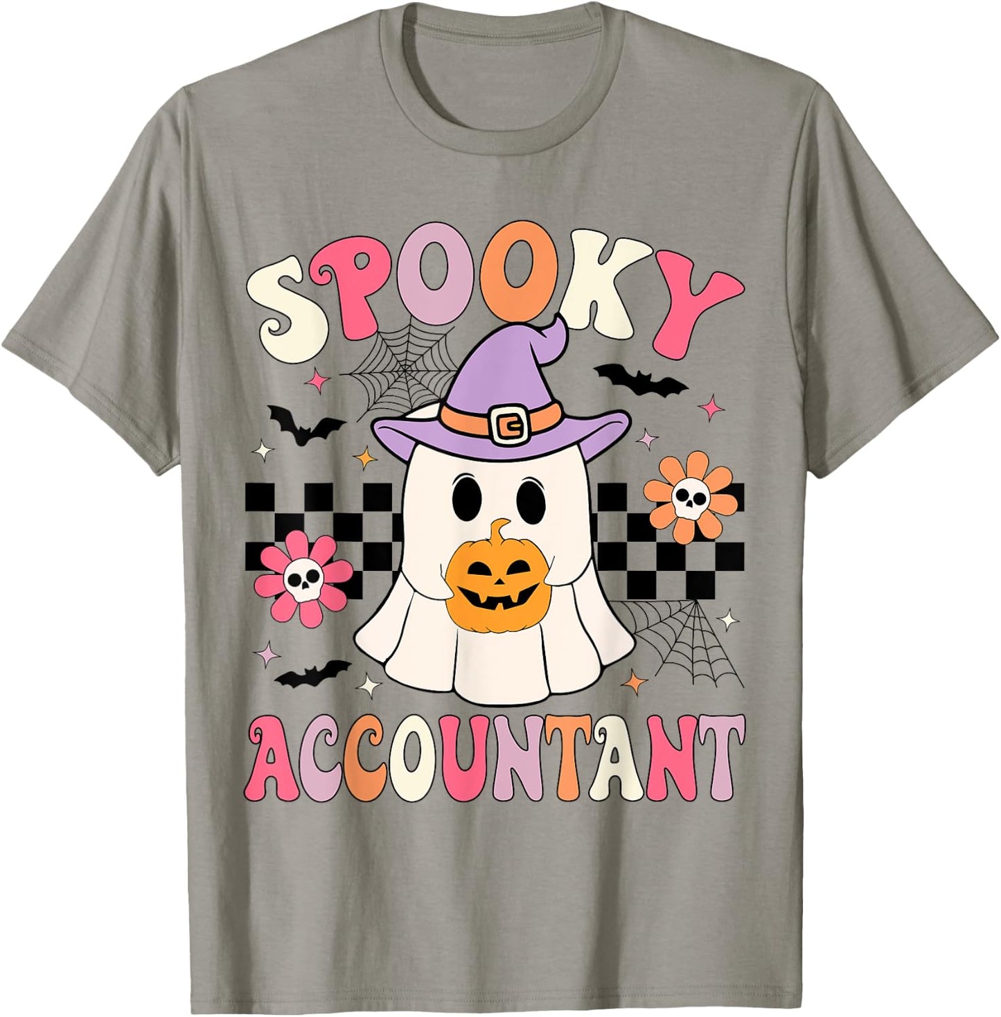Groovy Spooky Accountant Ghost CPA Halloween Accountant T-Shirt - T-Shirt | Sand