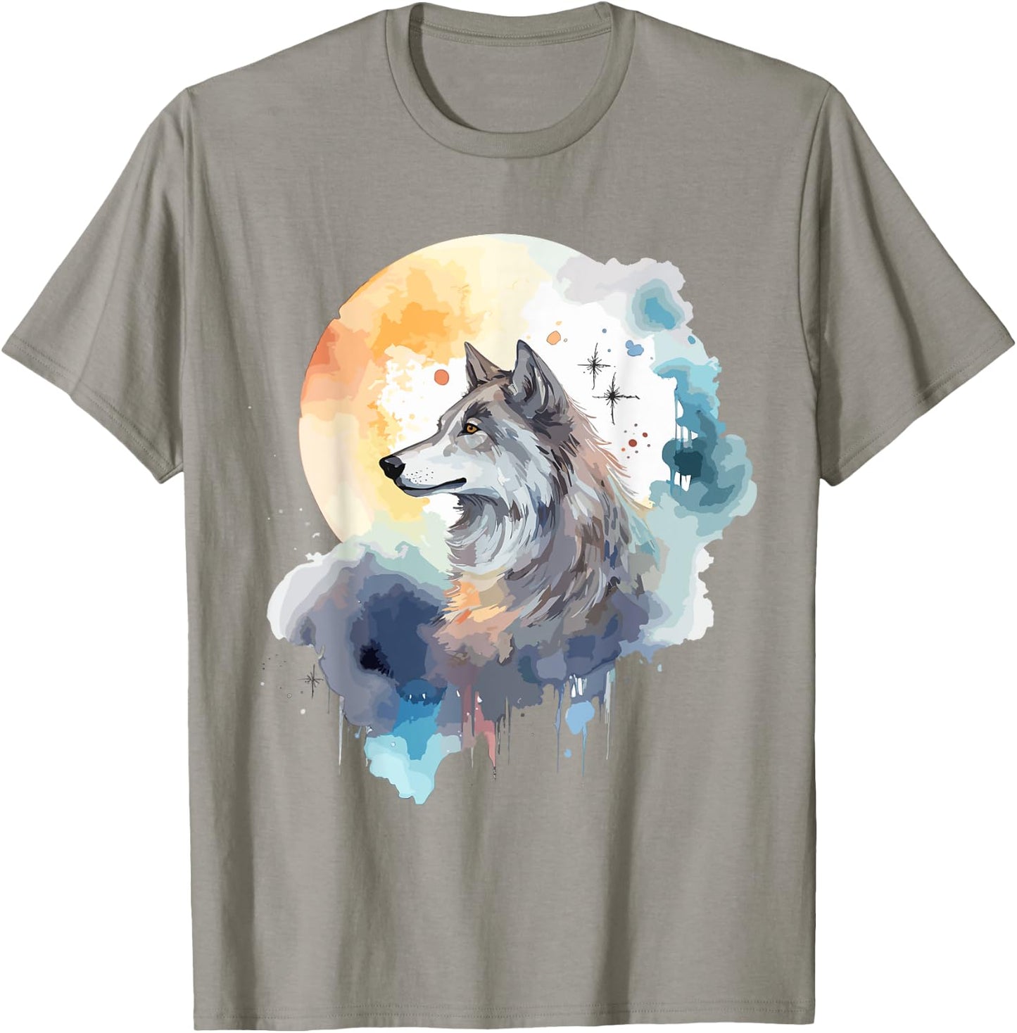 Wolf Head Watercolor T-Shirt - T-Shirt | Sand