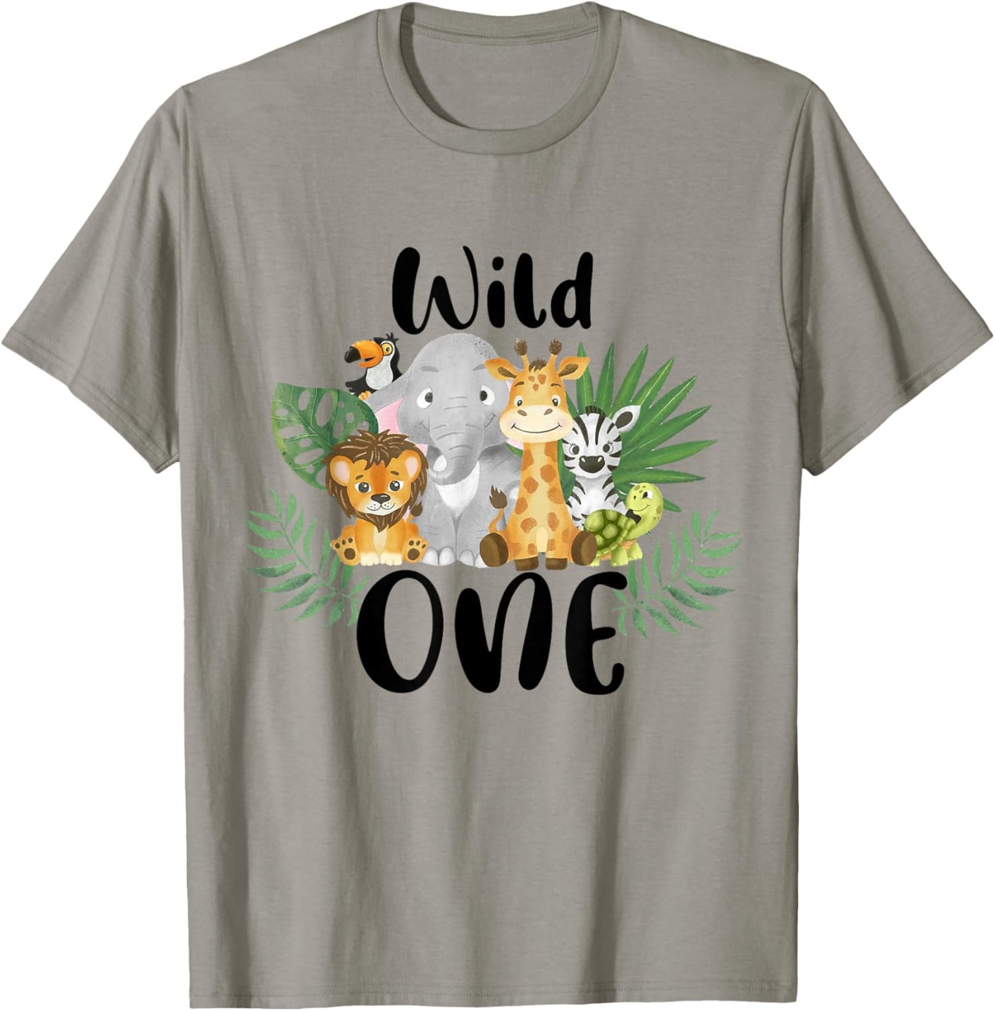 Kids Wild One 1st Birthday Boy Funny Zoo Animals Son Toddler T-Shirt - T-Shirt | Sand