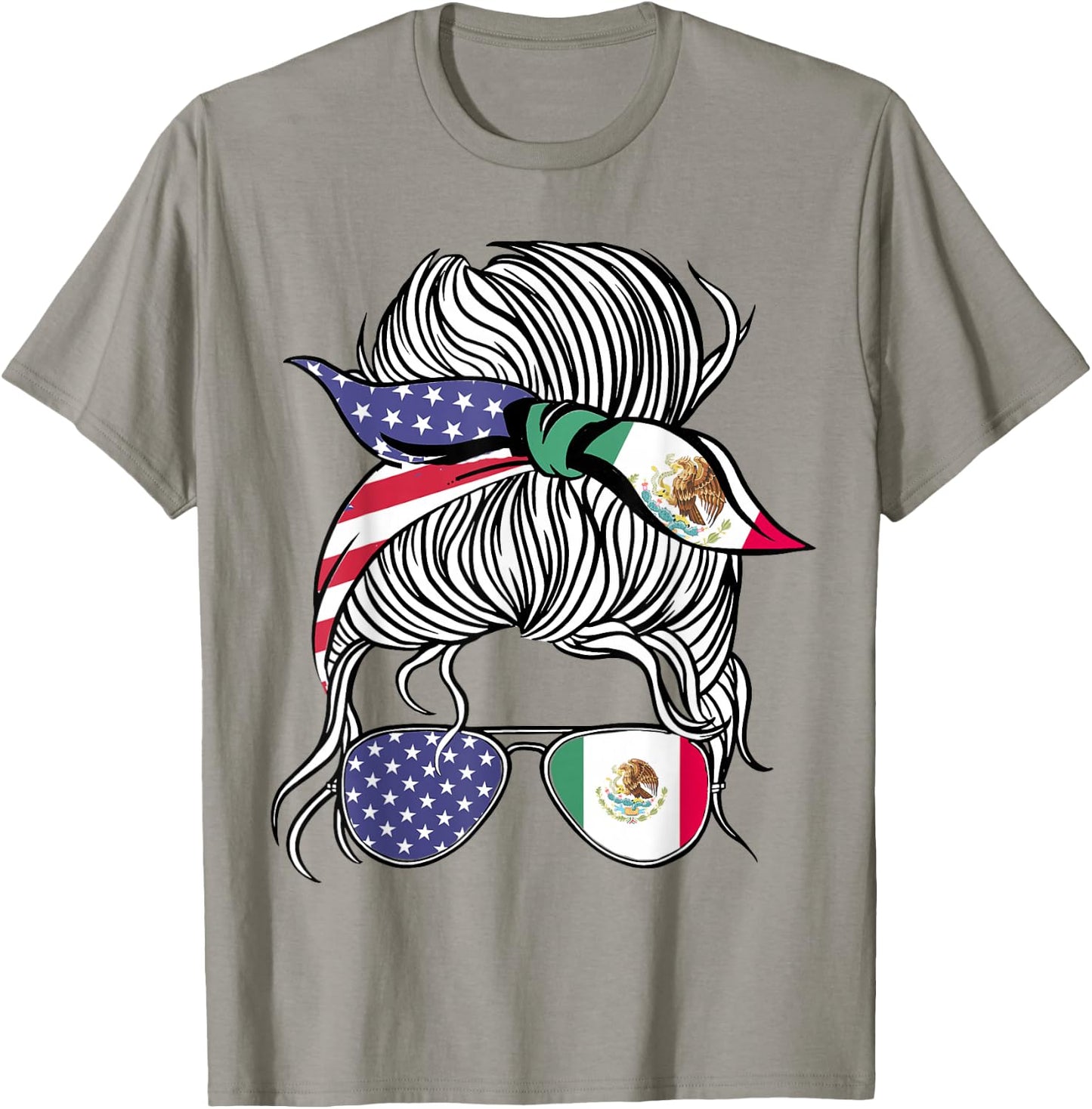Mexican American Patriot Grown Proud Women Girl Flag T-Shirt - T-Shirt | Sand
