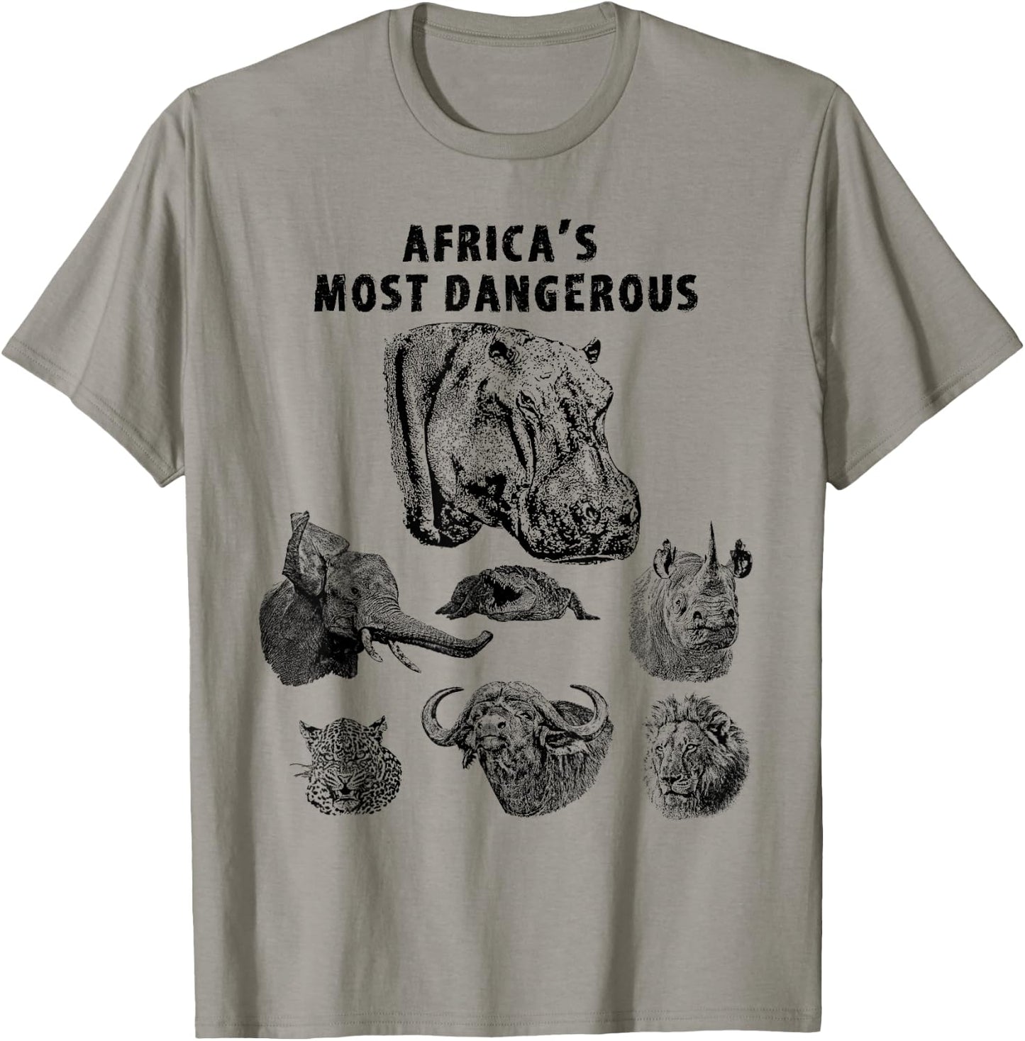 Hippopotamus Africa's Most Dangerous Wild Animals T-Shirt - T-Shirt | Sand