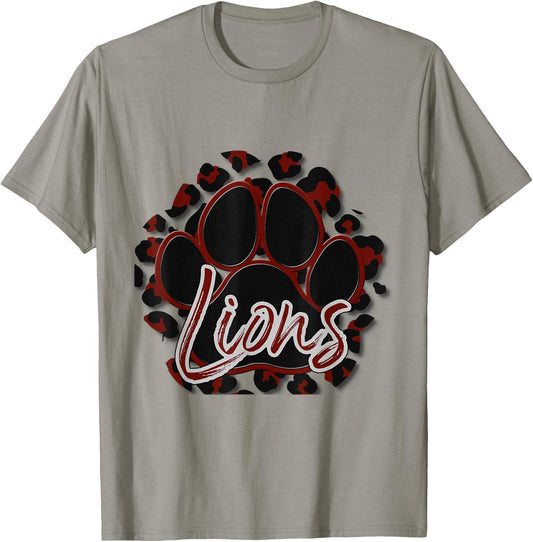 Lions Maroon Black Cheetah School Sports Fan Team Spirit T-Shirt - T-Shirt | Sand