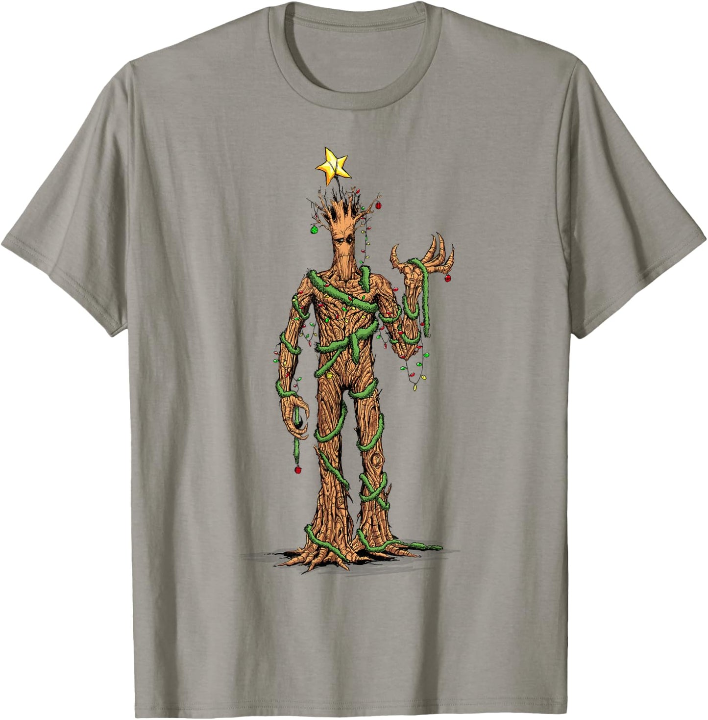 Marvel Guardians of the Galaxy Christmas Tree Groot Portrait T-Shirt - T-Shirt | Sand