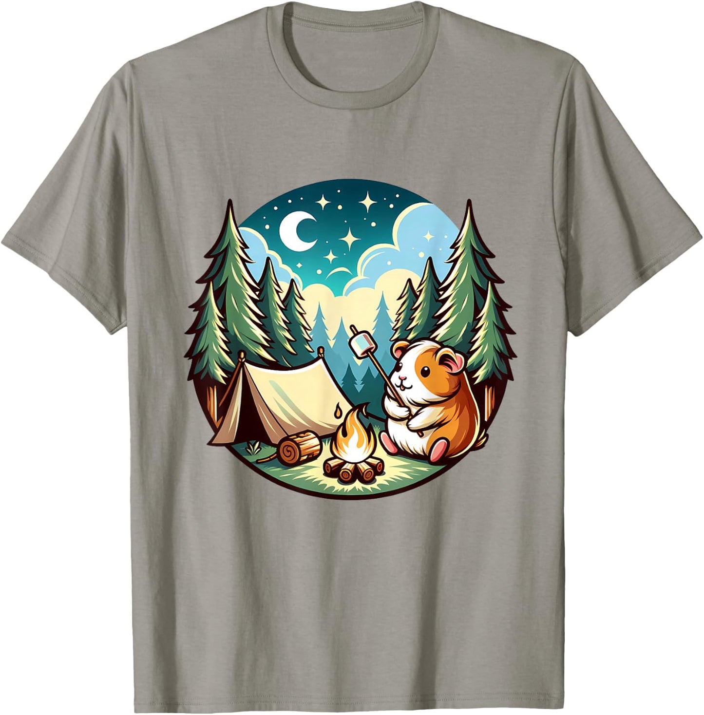 Funny Guinea Pig Camping Cute Guinea Pigs Pets Women Men T-Shirt - T-Shirt | Sand