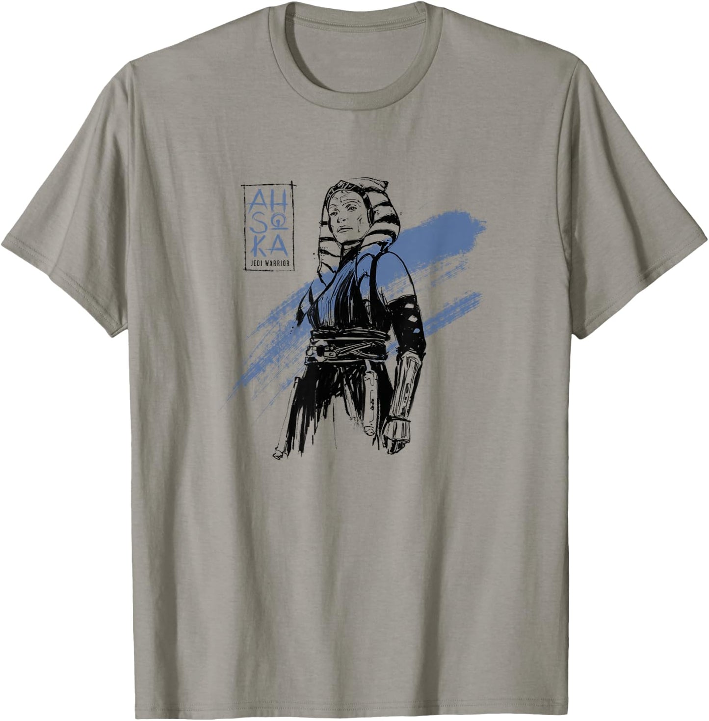 Star Wars: Ahsoka Inked Sketch Blue Paint Smear T-Shirt - T-Shirt | Sand