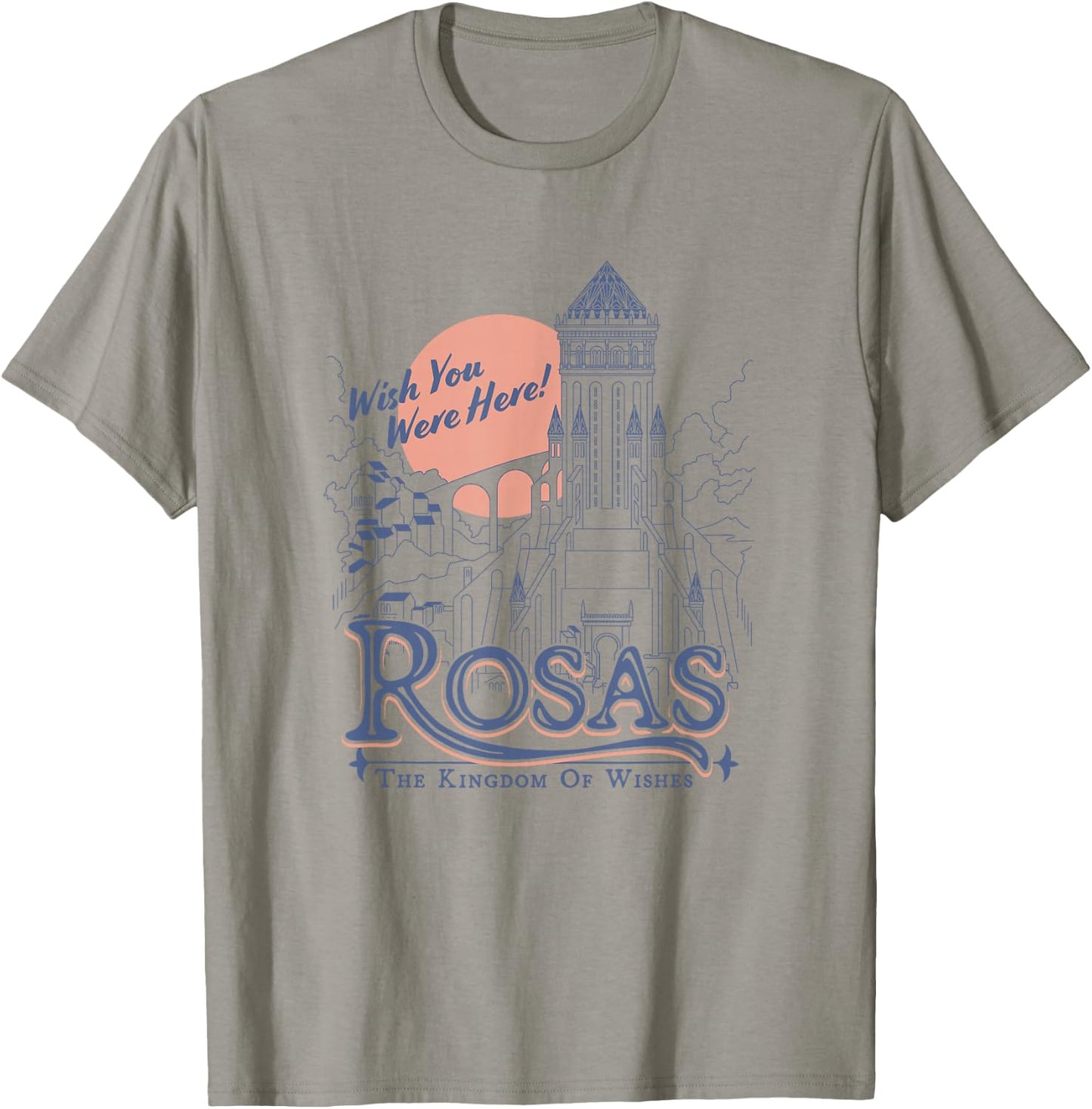 Disney Wish Rosas Wish You Were Here Travel Poster Line Art T-Shirt - T-Shirt | Sand