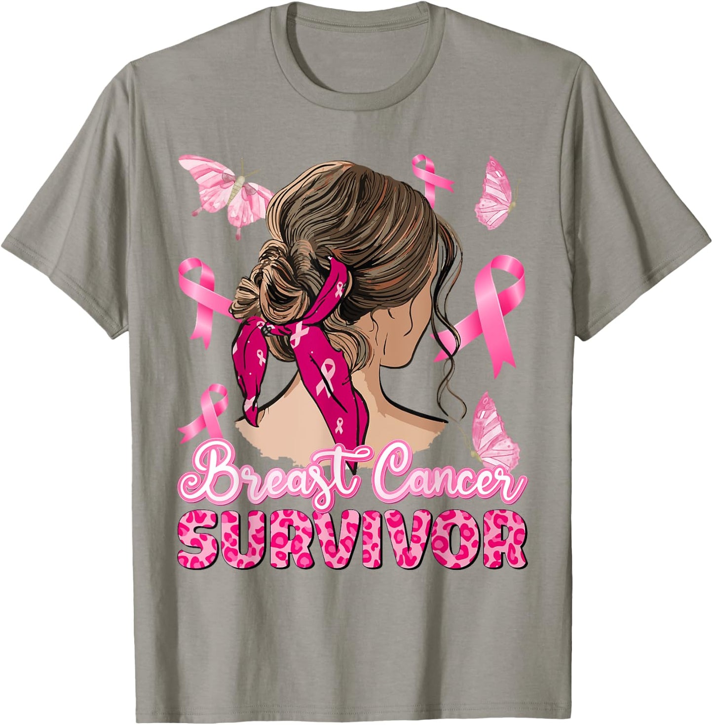 Breast Cancer Awareness Pink Ribbon Survivor Breast Cancer T-Shirt - T-Shirt | Sand