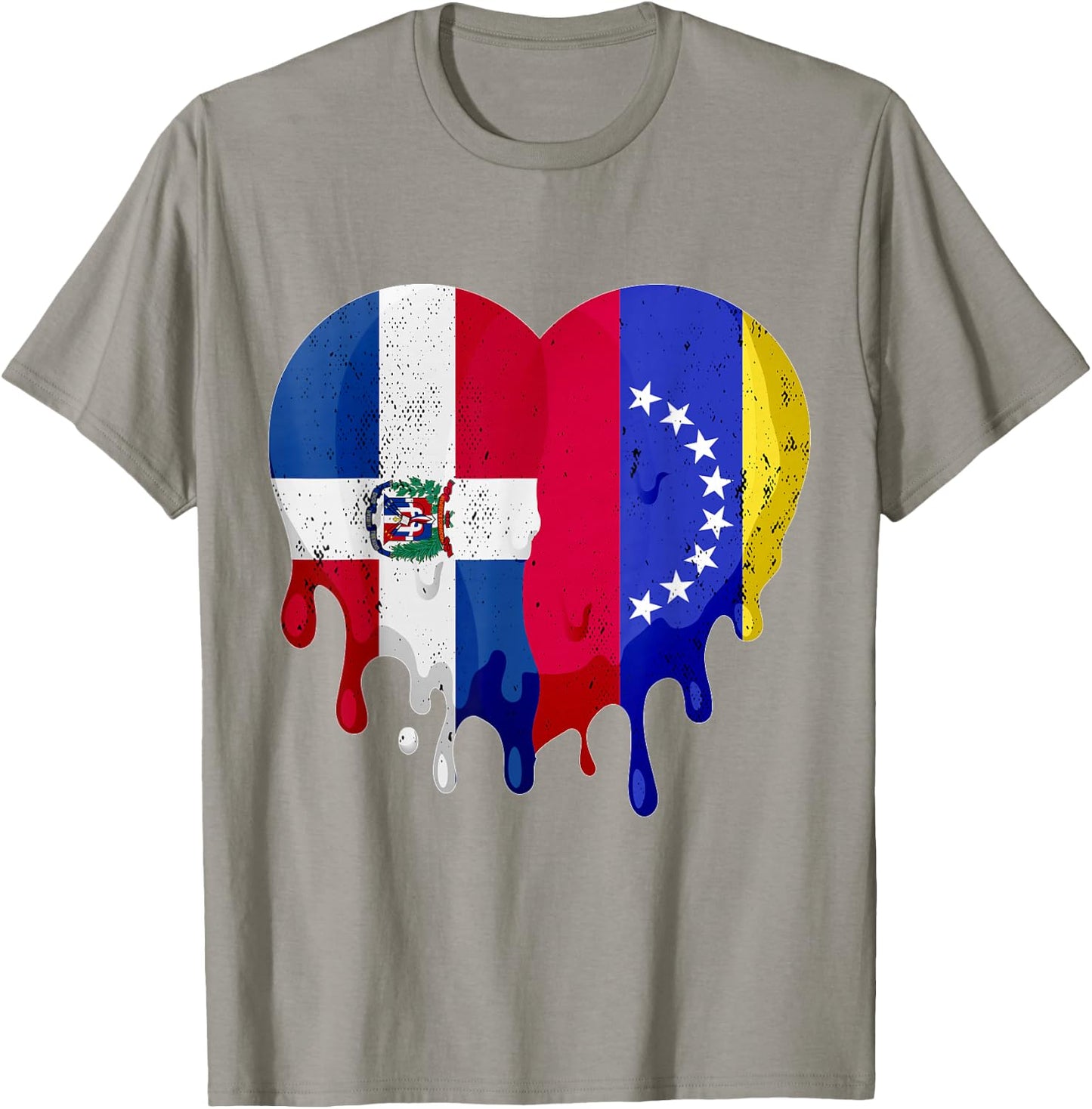 Dominican Republic Venezuela Flag Heart Citizen Patriot T-Shirt - T-Shirt | Sand