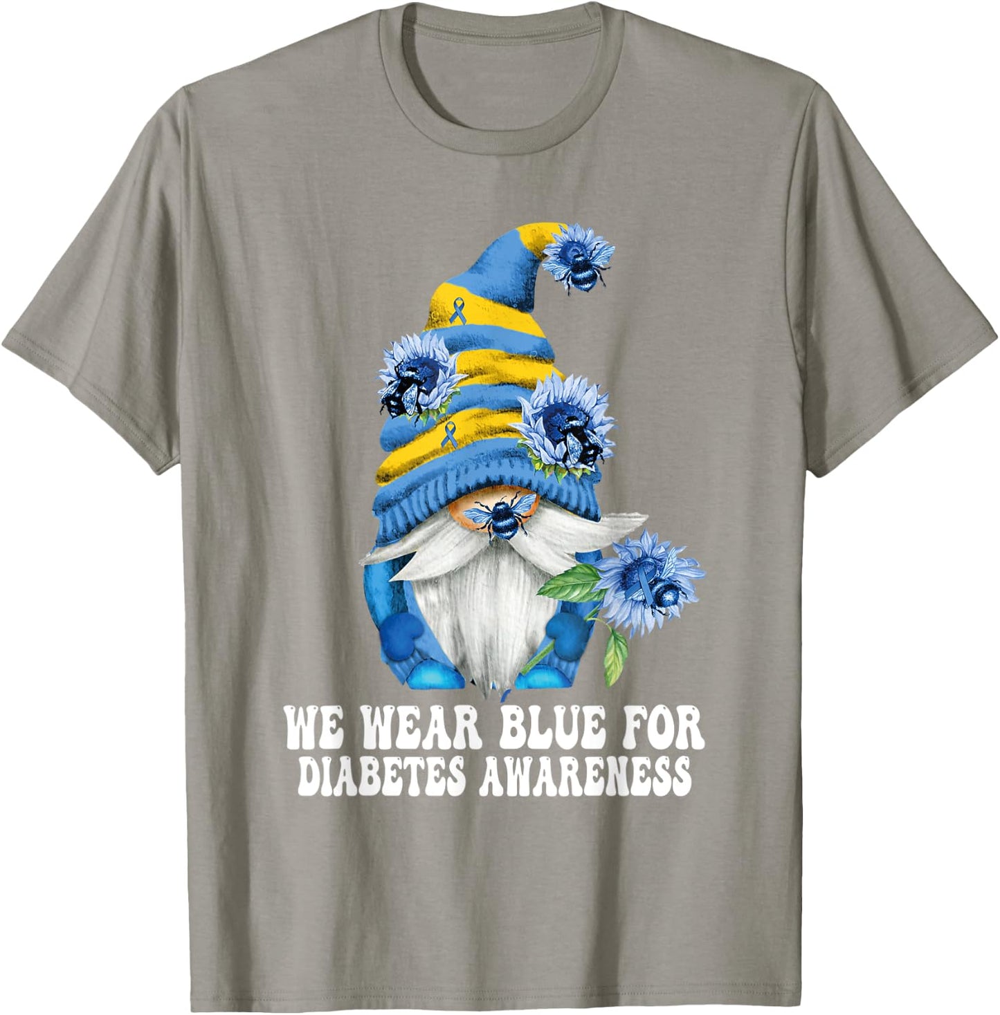 In November We Wear Blue Gnome Diabetes Awareness Month T-Shirt - T-Shirt | Sand