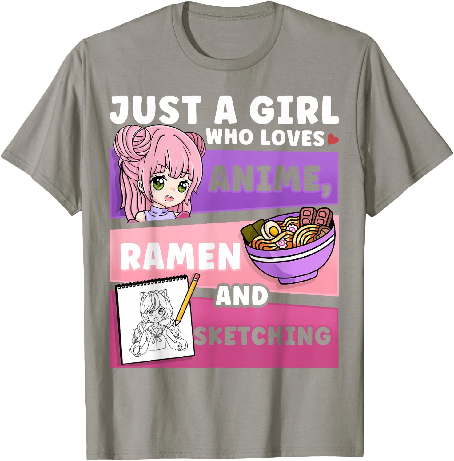 Anime Just a Girl Who Loves Anime Ramen and Sketching T-Shirt - T-Shirt | Sand