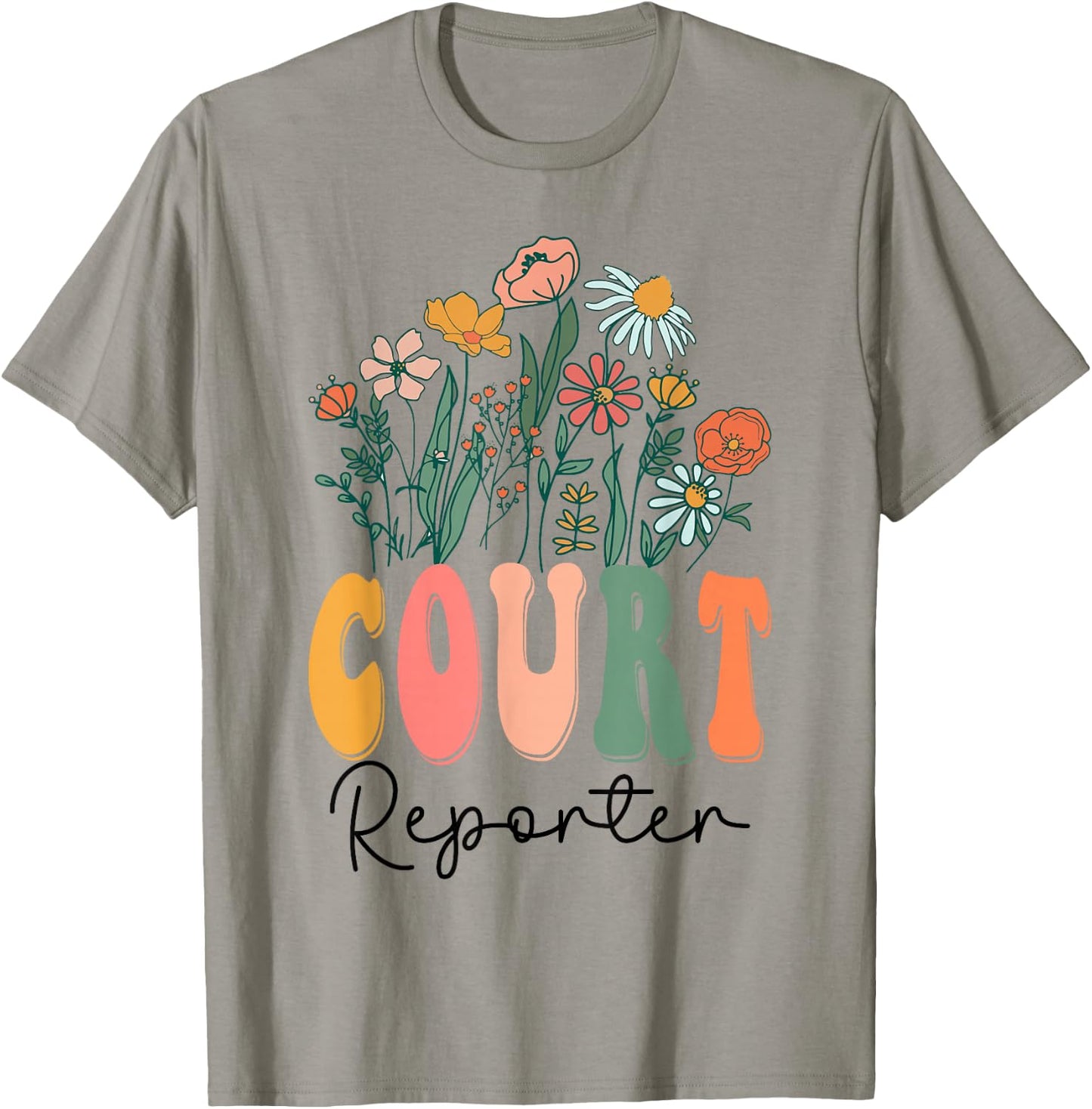 Retro Groovy floral Court Reporter Wildflower T-Shirt - T-Shirt | Sand