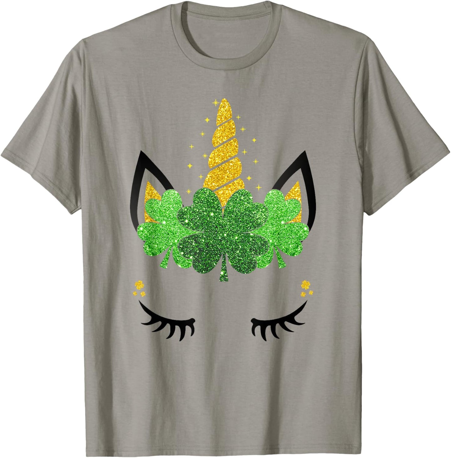 Unicorn Face St Patrick's Day Girls Kids Women T-Shirt - T-Shirt | Sand