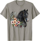 Horse Head Watercolor Equestrian Horse With Flowers T-Shirt - T-Shirt | Sand