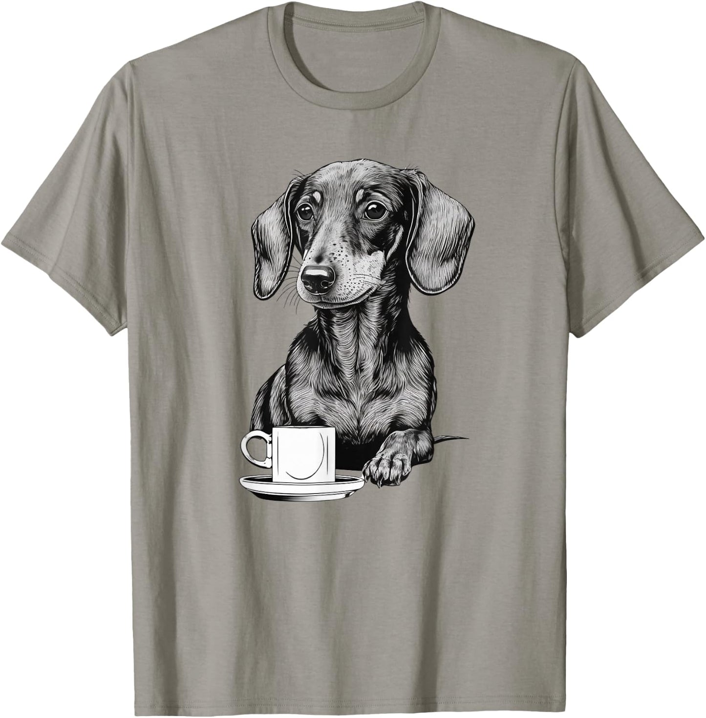 Dachshund Puppy Wiener with Coffee T-Shirt - T-Shirt | Sand