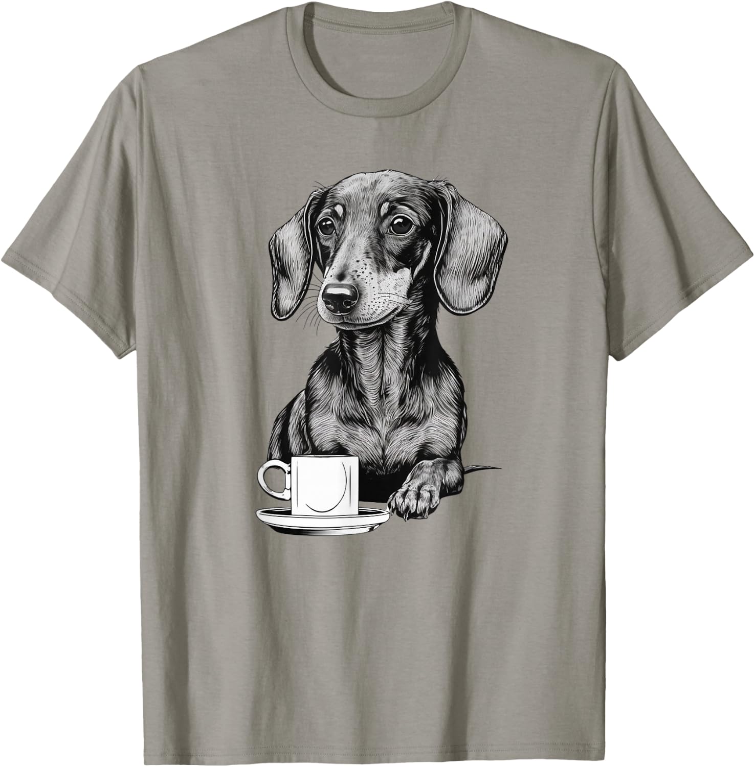 Dachshund Puppy Wiener with Coffee T-Shirt - T-Shirt | Sand