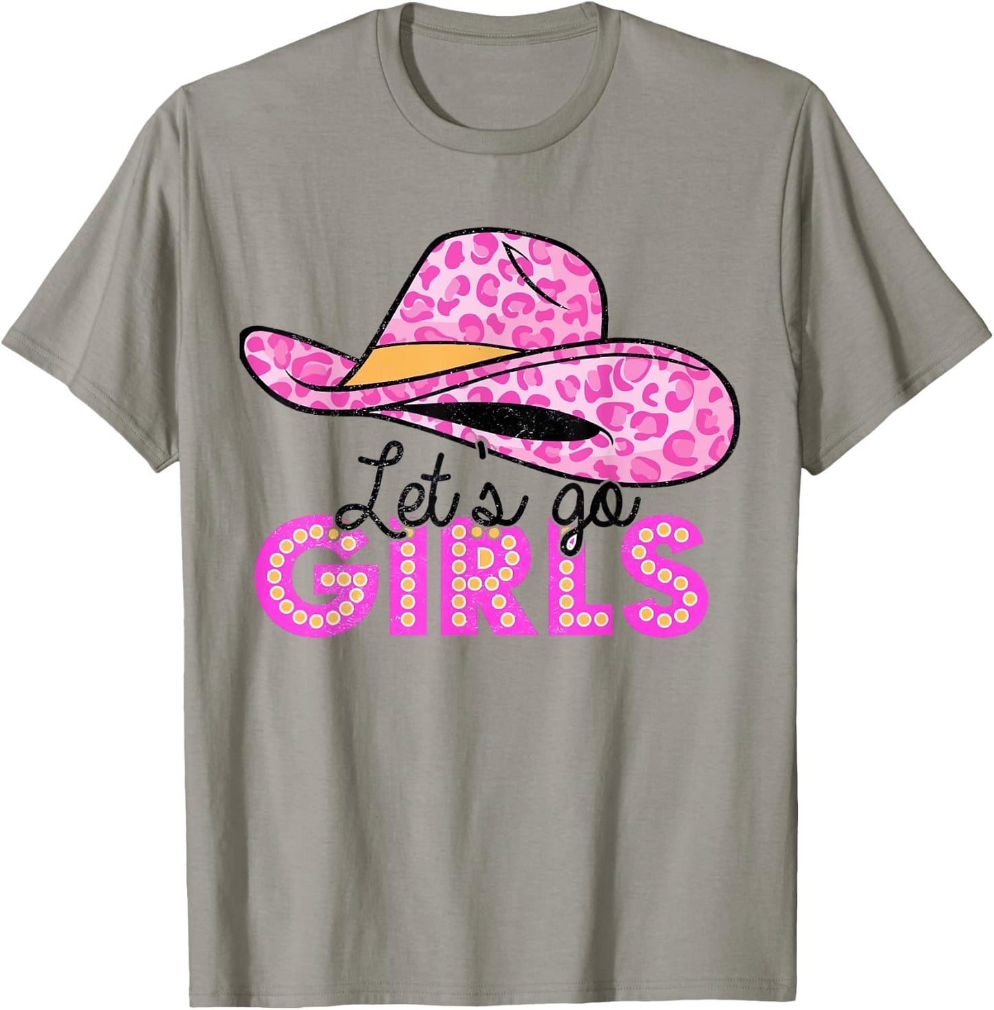 Leopard Cowboy Hat Let's Go Cowgirls Girls Western Country T-Shirt - T-Shirt | Sand