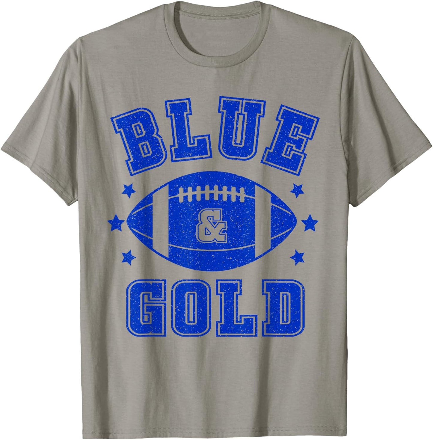 On Gameday Football We Wear Blue And Gold School Spirit T-Shirt - T-Shirt | Sand