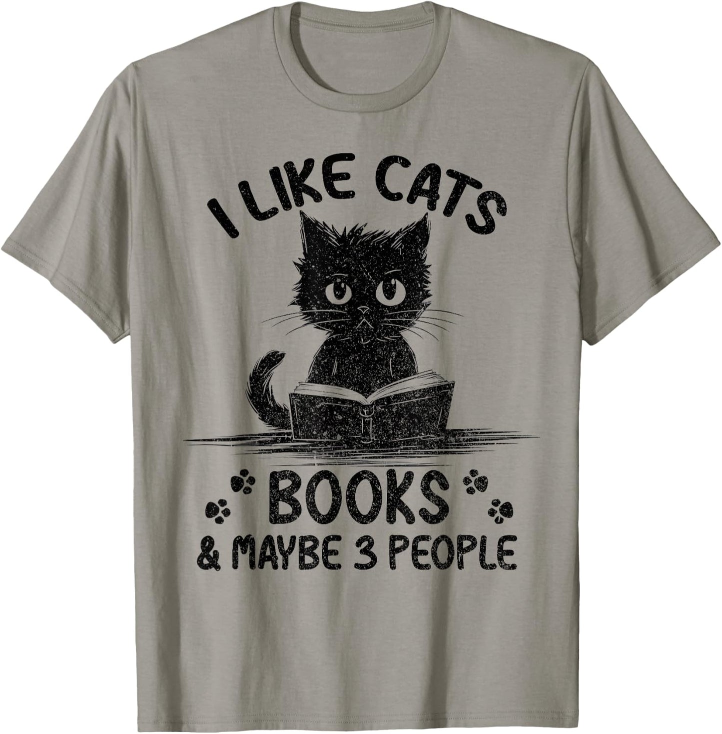 I Like Cats Books And Maybe 3 People Vintage Funny Cat Lover Women T-Shirt - T-Shirt | Sand