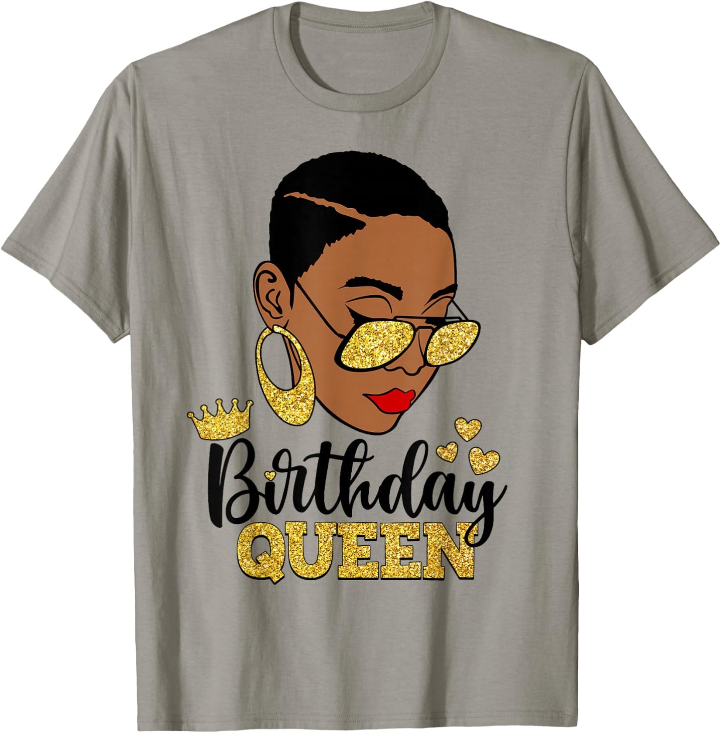 Birthday Queen Short Hair African American Black Woman T-Shirt - T-Shirt | Sand