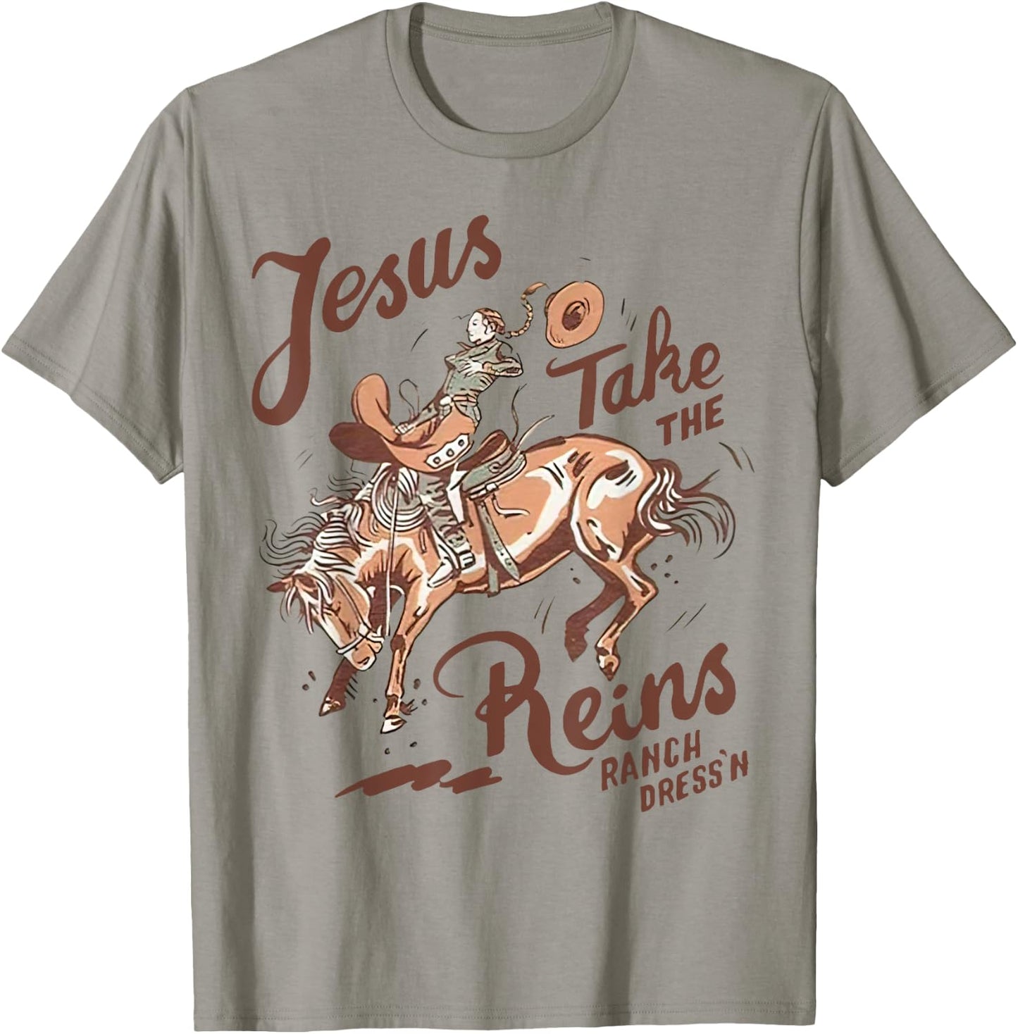 Jesus Take The Reins Vintage Cowboy T-Shirt - T-Shirt | Sand