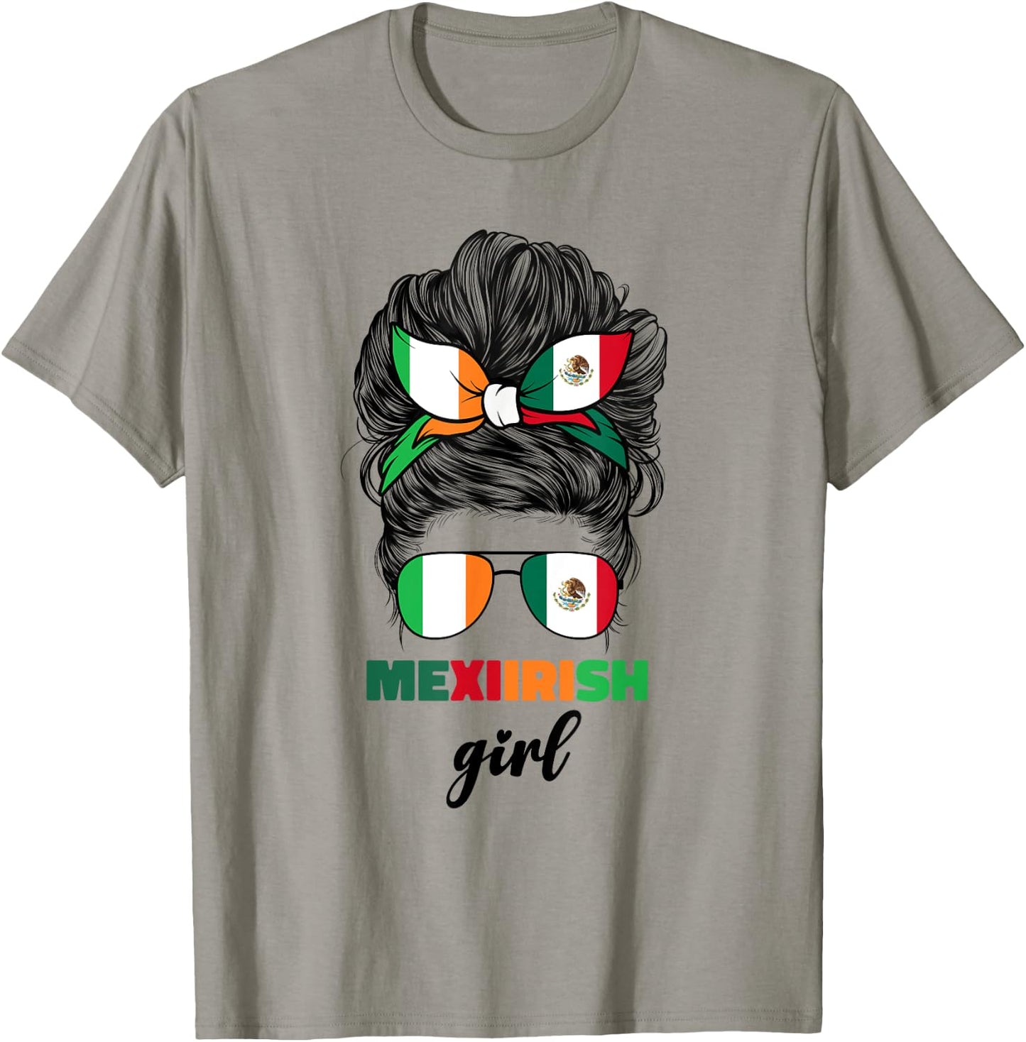 Half Mexican And Irish Mexico Ireland Flag Girl T-Shirt - T-Shirt | Sand