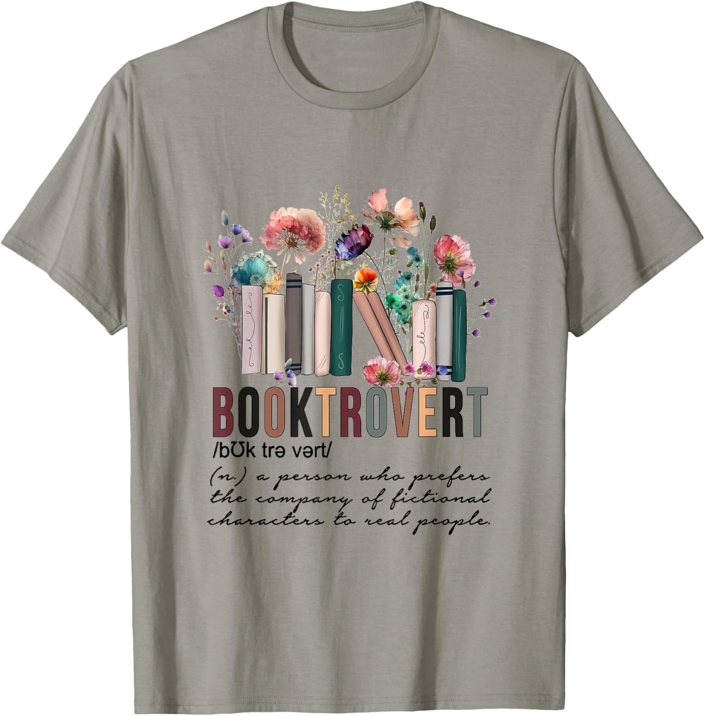 Floral Booktrovert Wildflowers Bookworm Reading Book Lovers T-Shirt - T-Shirt | Sand