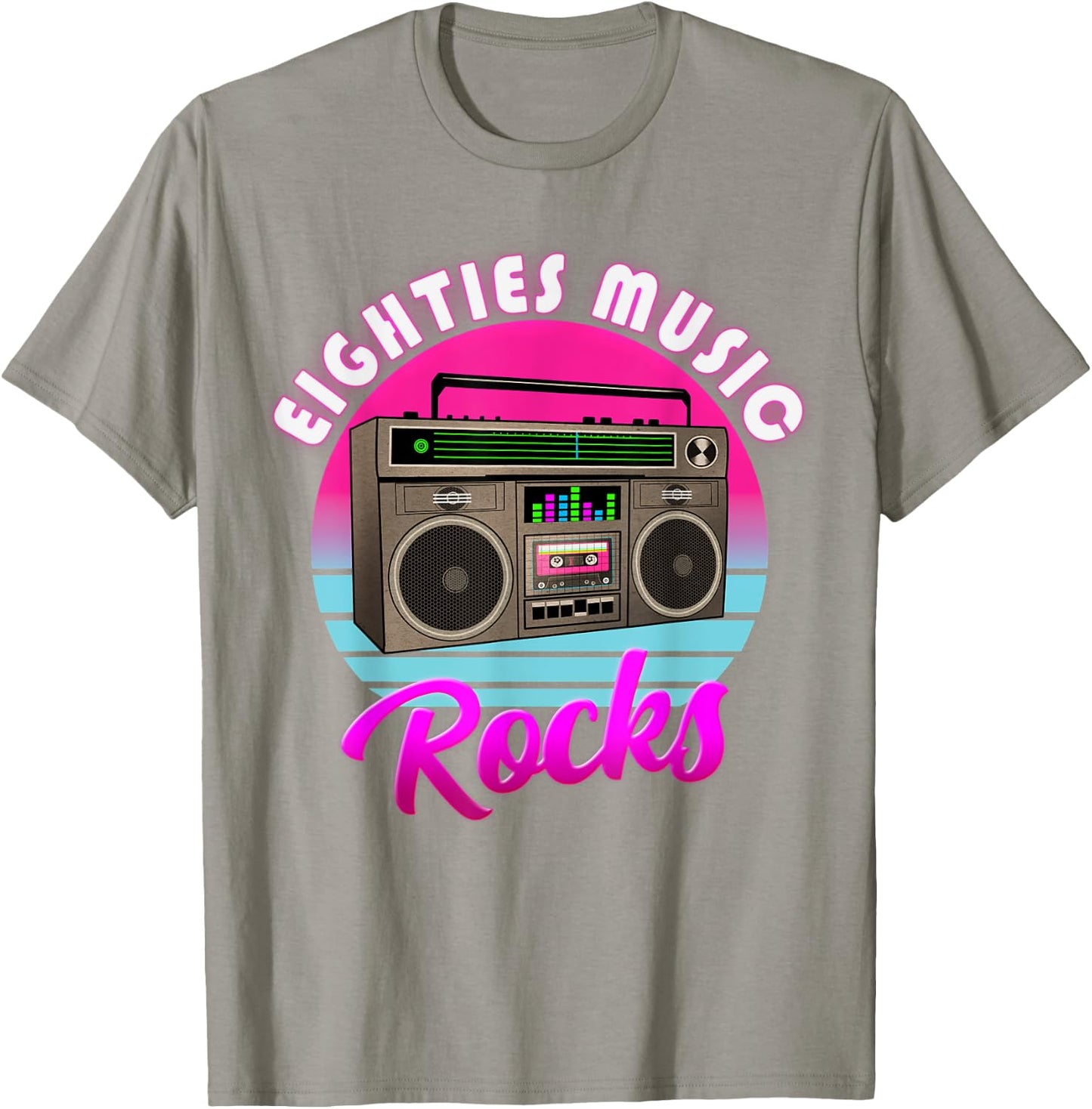 Retro Vintage 80's Music Rocks Eighties Music Rocks T-Shirt - T-Shirt | Sand