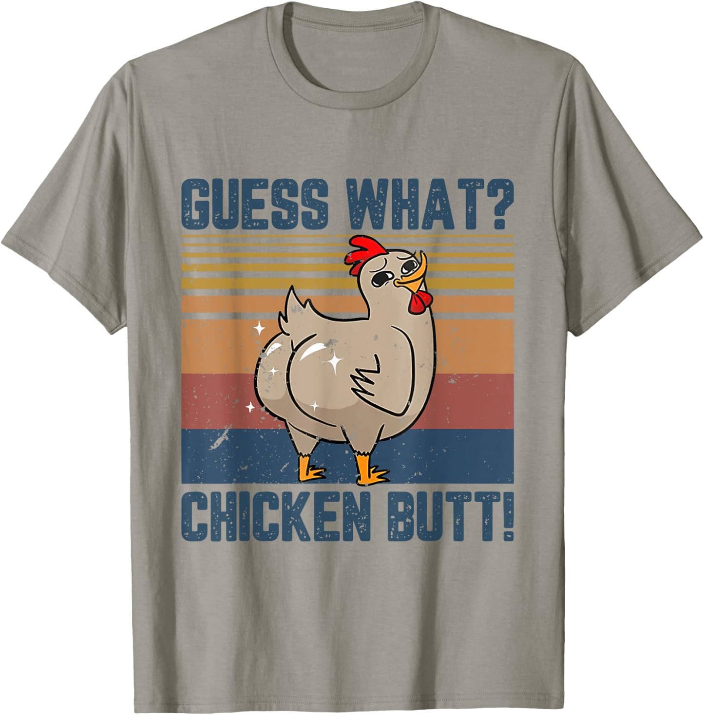 Funny Animal Guess What Chicken Butt Cute Chickens Buffs T-Shirt - T-Shirt | Sand