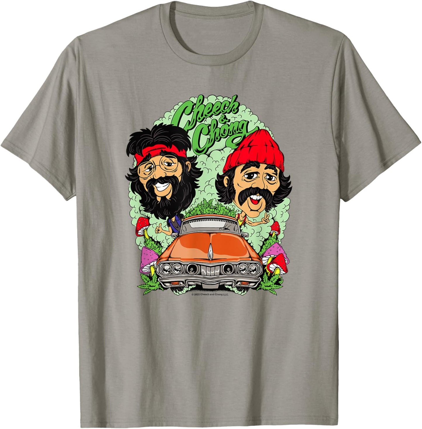 Cheech & Chong Driving Having A Trip Cartoon Style T-Shirt - T-Shirt | Sand