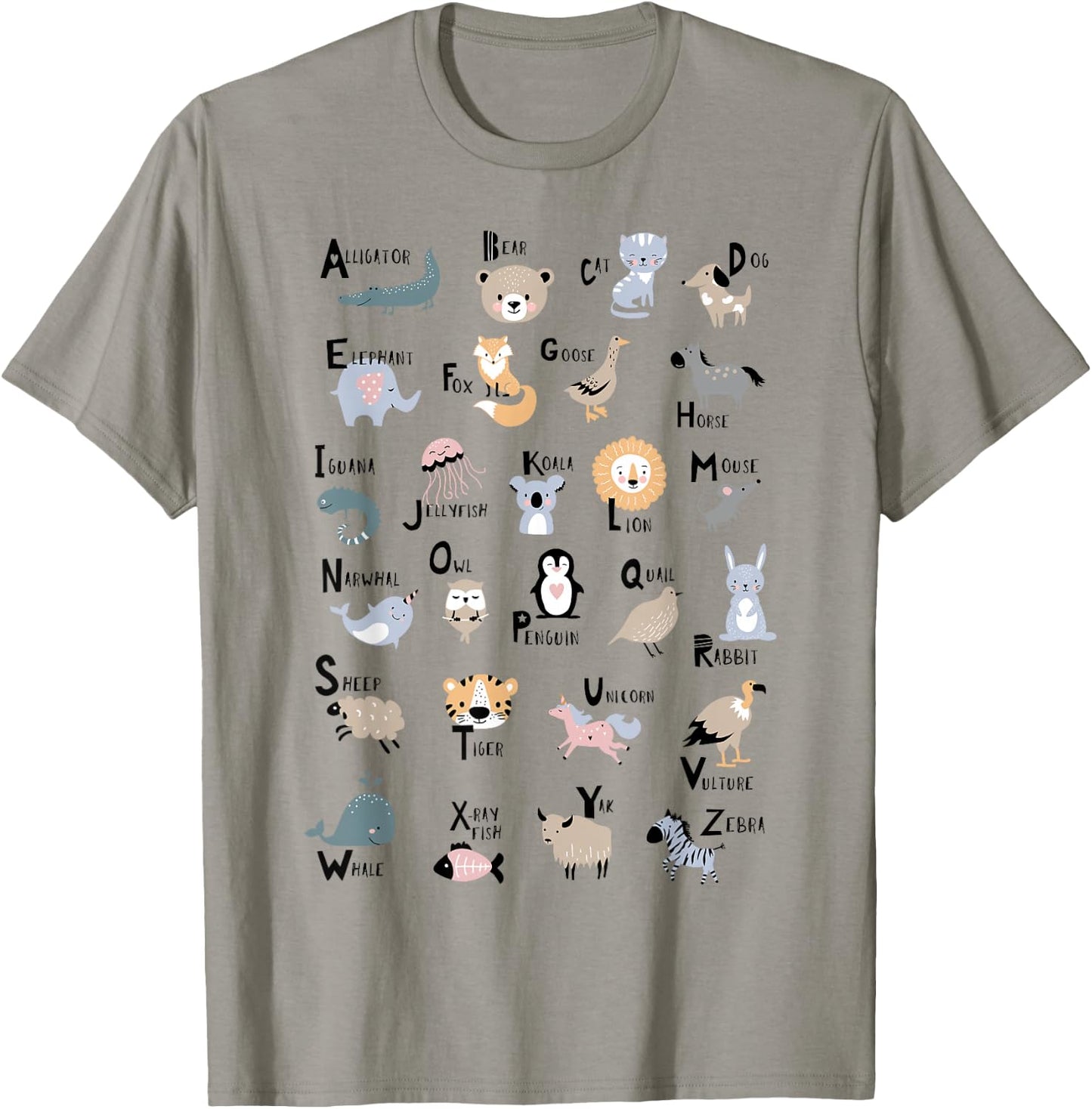 ABC Animals Identification A-Z Types Of Zoo Animals Alphabet T-Shirt - T-Shirt | Sand