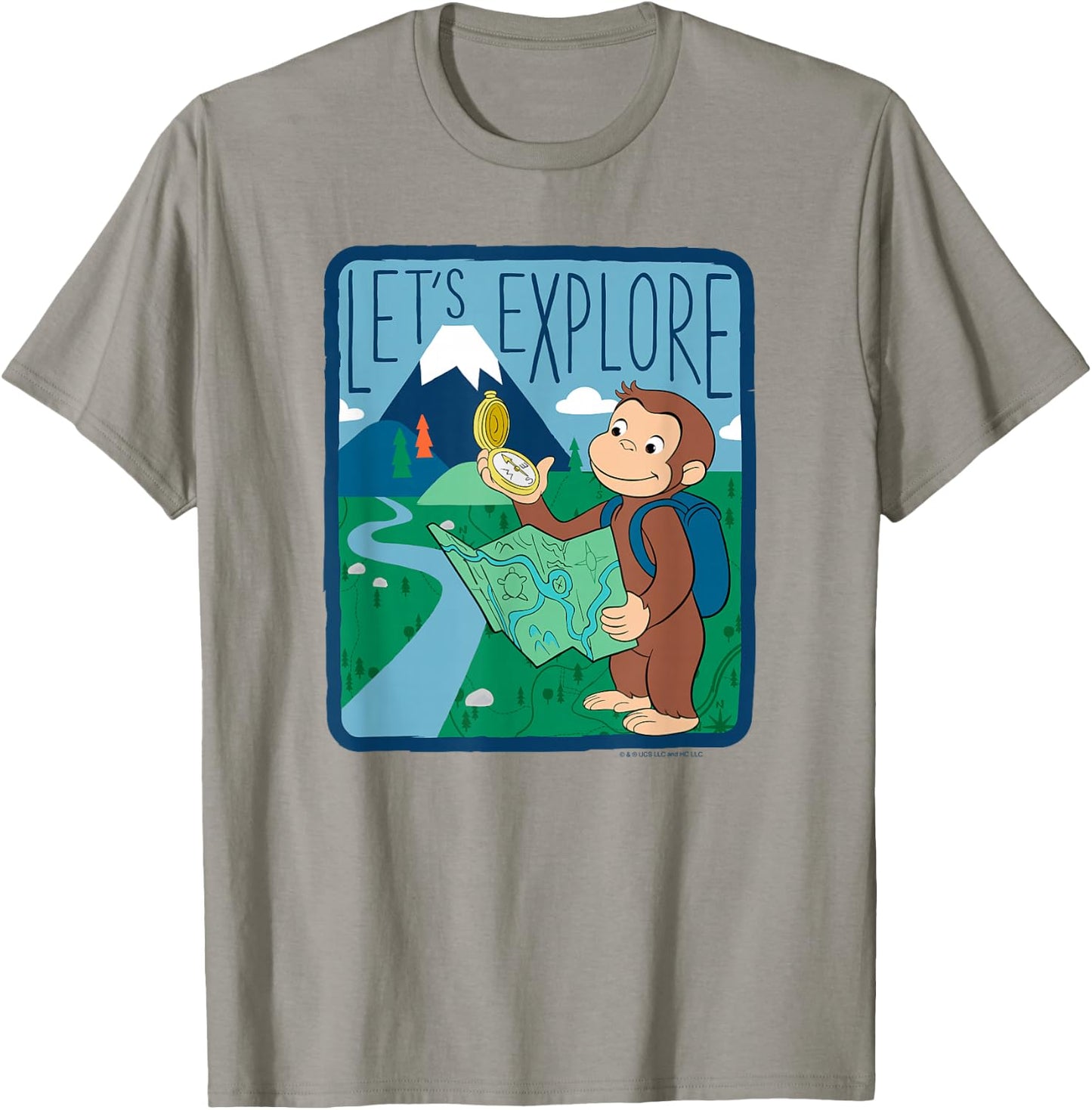 Curious George Let's Explore Outdoor George Map T-Shirt - T-Shirt | Sand