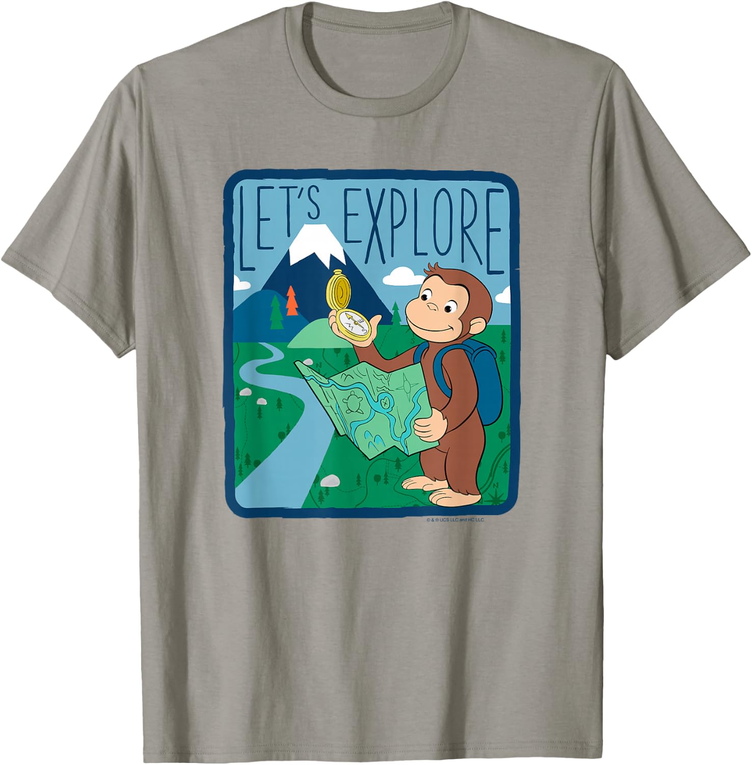 Curious George Let's Explore Outdoor George Map T-Shirt - T-Shirt | Sand