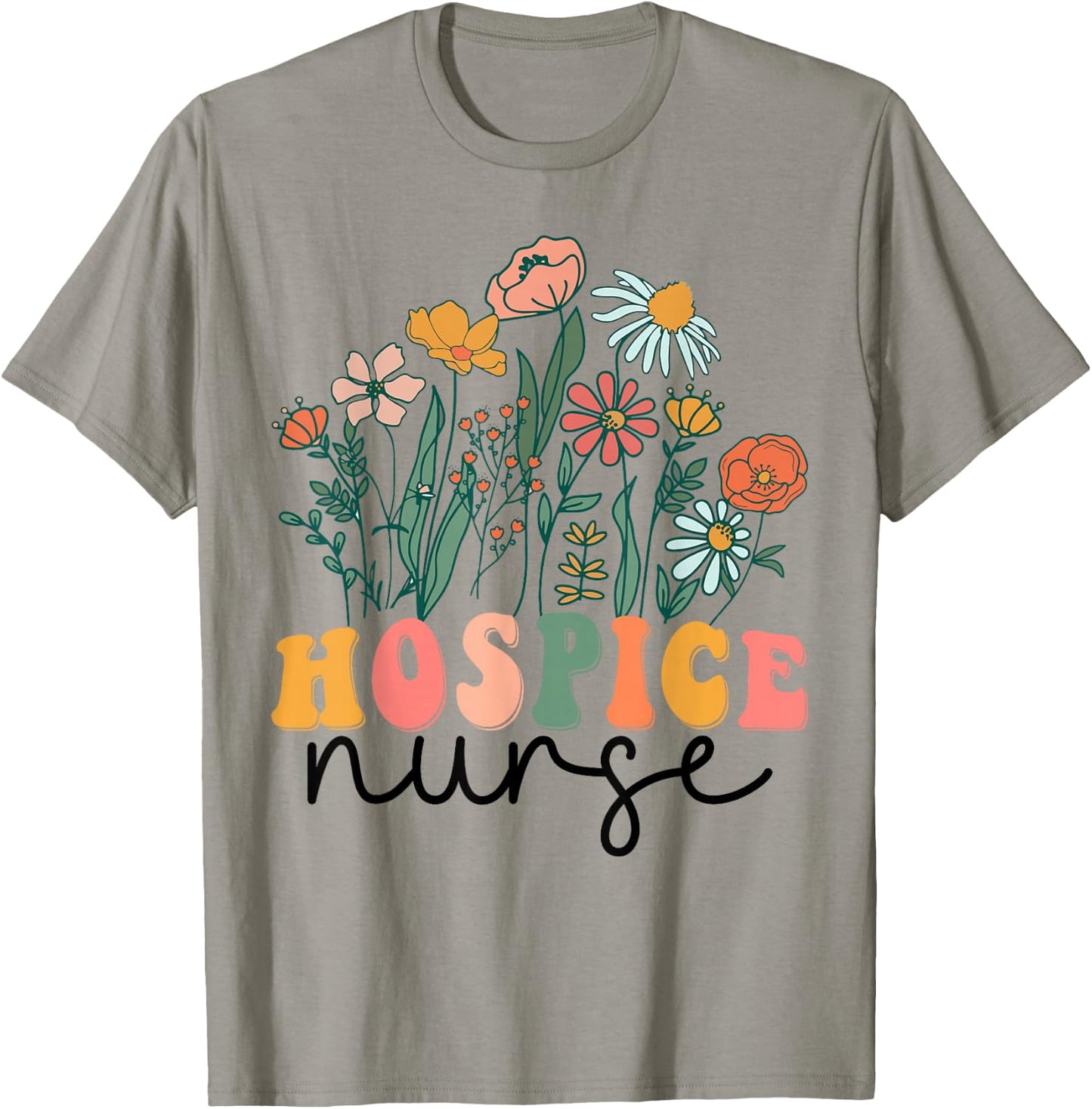 Groovy Wildflower Hospice Nurse T-Shirt - T-Shirt | Sand