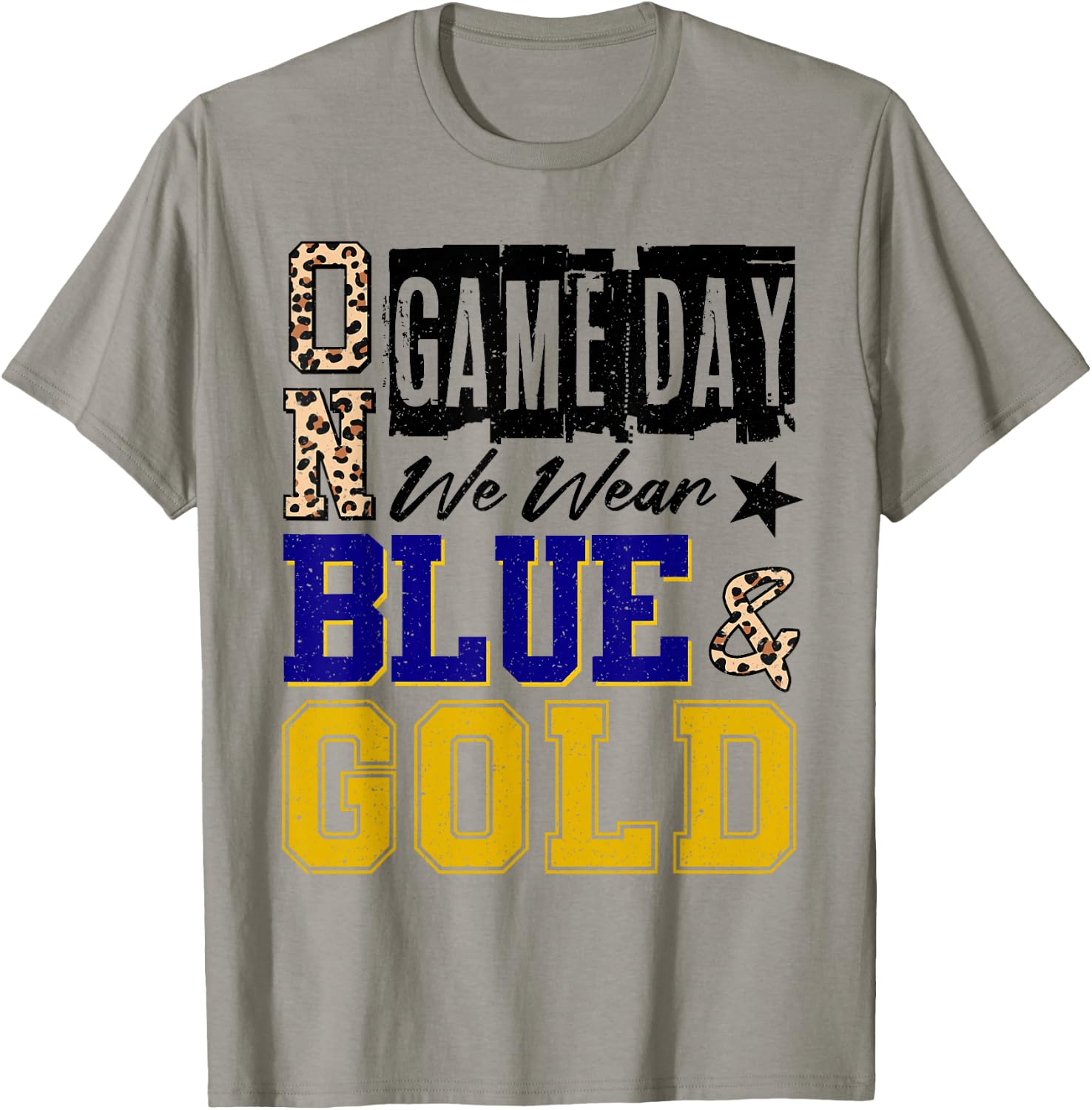 On Gameday Football We Wear Blue and Gold School Spirit T-Shirt - T-Shirt | Sand