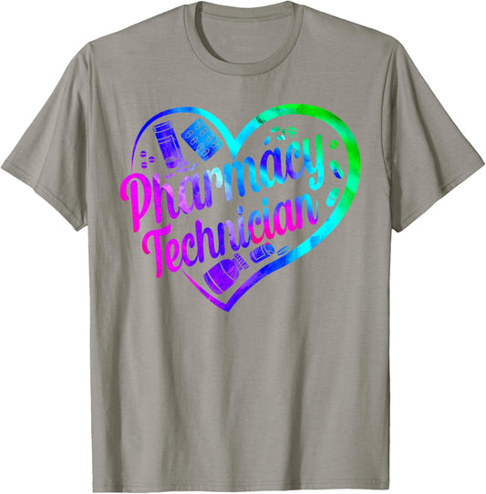 Pharmacy Tech Technician Pharmacist Student Heart Watercolor T-Shirt - T-Shirt | Sand