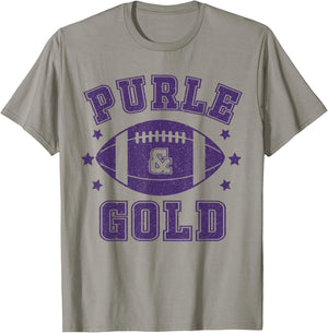On Gameday Football We Wear Purple and Gold School Spirit T-Shirt - T-Shirt | Sand