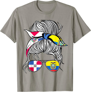 Dominican Republic Flag Ecuador Grown Women Girl Country T-Shirt - T-Shirt | Sand