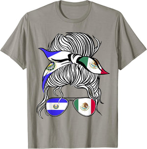 El Salvador Flag Mexico Grown Women Girl Country T-Shirt - T-Shirt | Sand