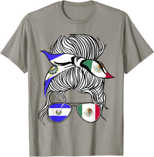 El Salvador Flag Mexico Grown Women Girl Country T-Shirt - T-Shirt | Sand