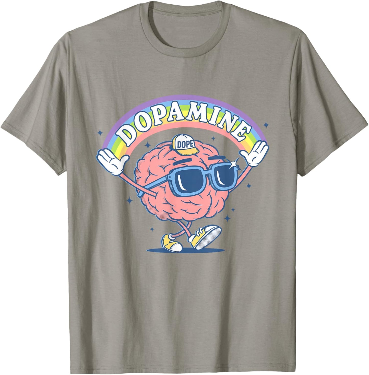 Funny Dopamine Rainbow Brain T-Shirt - T-Shirt | Sand