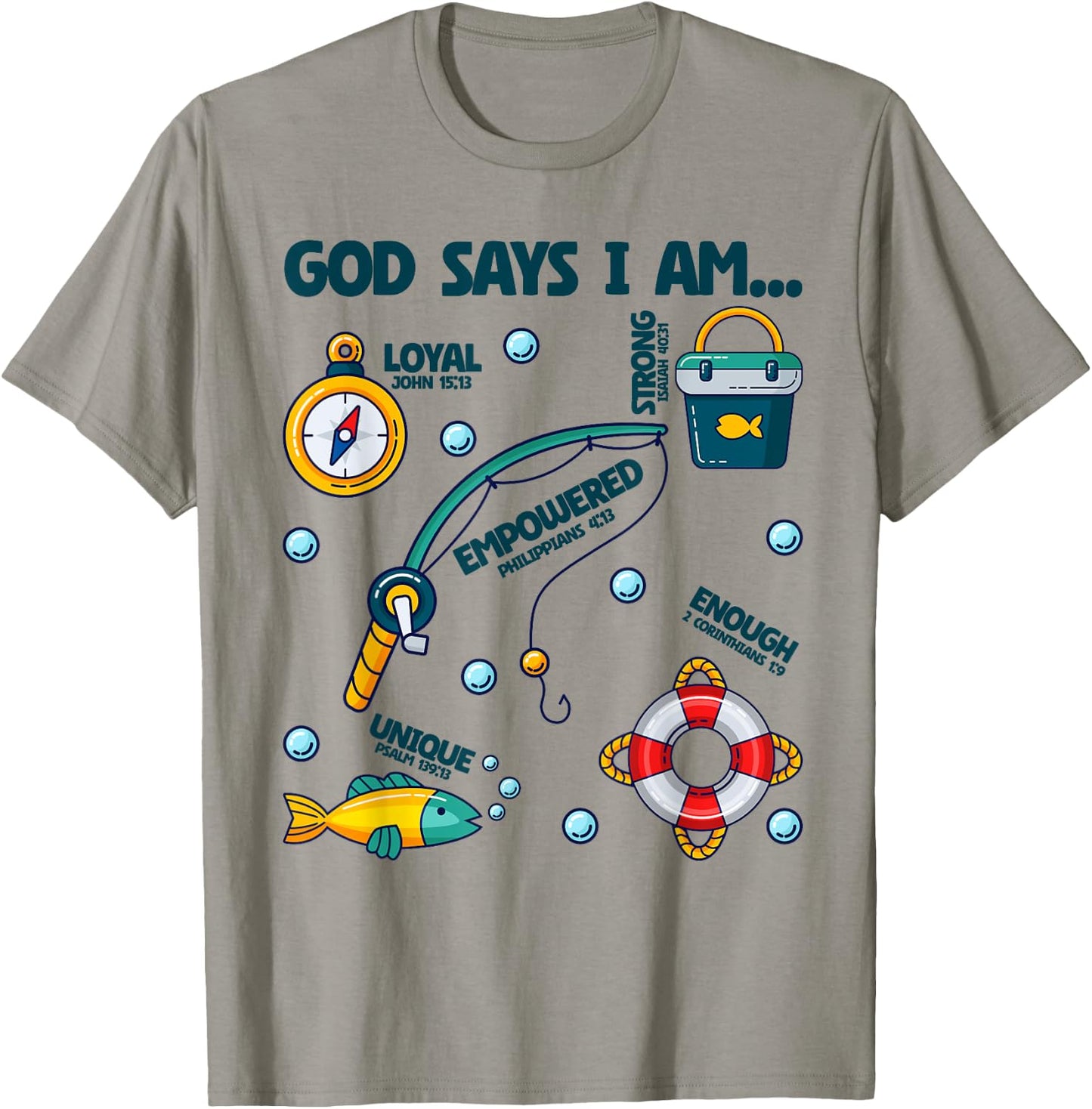 God Says I Am Fishing Lover Boy Girl Christian T-Shirt - T-Shirt | Sand