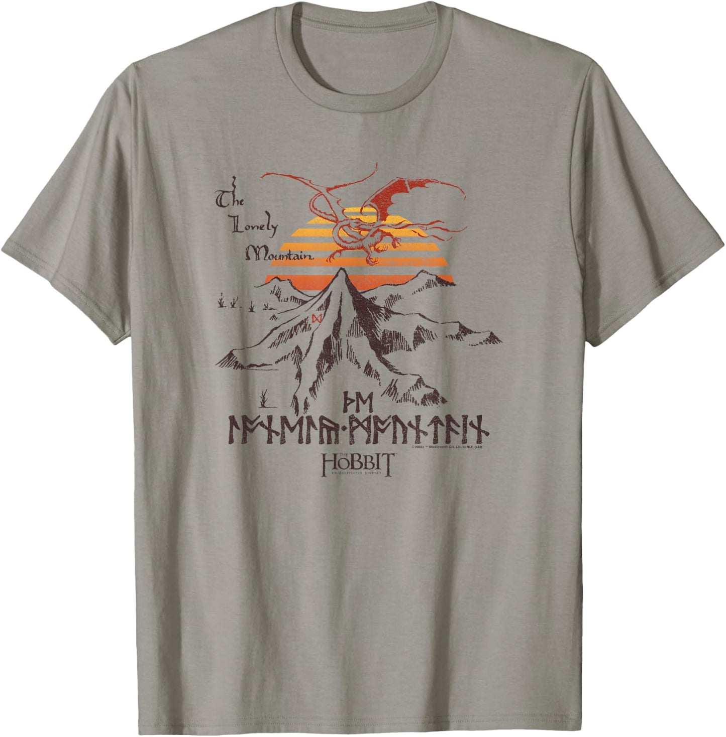 The Hobbit The Lonely Mountain Dragon Sunset T-Shirt - T-Shirt | Sand
