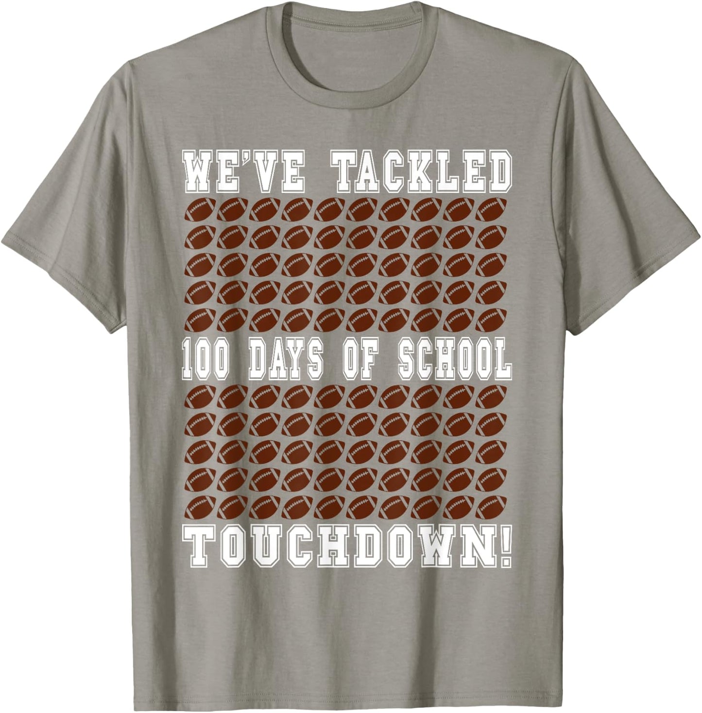 Football Counting 100 Days of School T-Shirt - T-Shirt | Sand